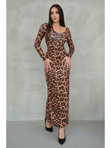 Trendyol Multicolor Body-Fitting Leopard Print Knitted Dress