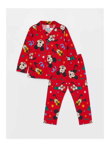 LC Waikiki Shirt Collar Long Sleeve Mickey Mouse Printed Baby Boy Pajama Set