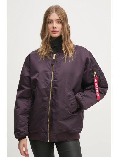 Яке бомбър Alpha Industries MA-1 CORE WMN в лилаво зимен модел с уголемена кройка