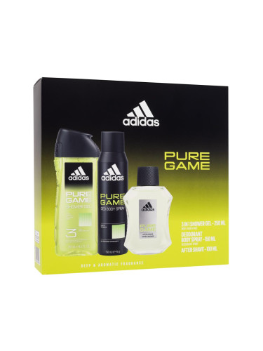 Adidas Pure Game Подаръчен комплект вода за след бръснене 100 ml + душ гел 250 ml + дезодорант 150 ml