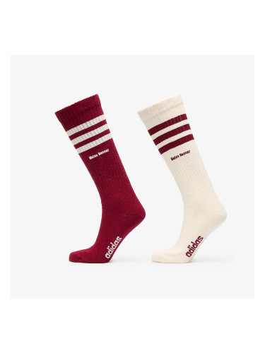 adidas x Wales Bonner 3 Stripes Socks 2-Pack Wonder White/ Core Burgundy L