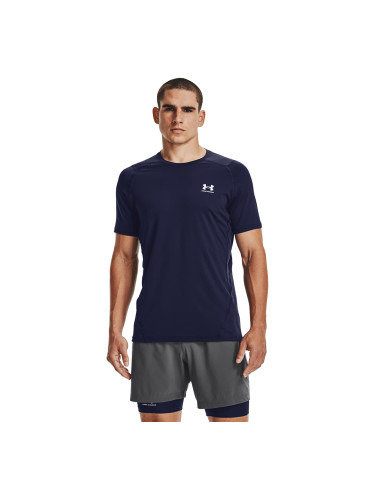 Тениска Under Armour Hg Armour Fitted SS Midnight Navy/ White XXXL