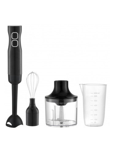 Пасатор с чопър и бъркалка Rosberg R51112MC, 400W, 650 мл, 2 скорости, Черен