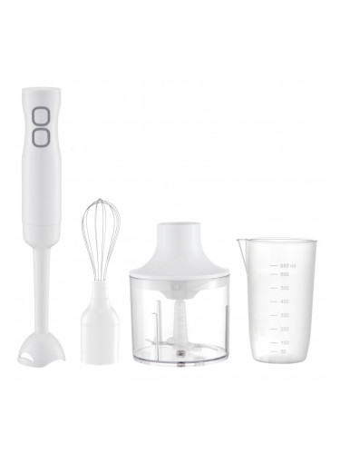 Пасатор с чопър и бъркалка Rosberg R51112MC, 400W, 650 мл, 2 скорости, Бял