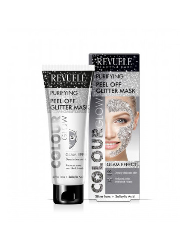 Revuele маска за лице - Purifying Peel-off Glitter Mask - Color Glow - Silver