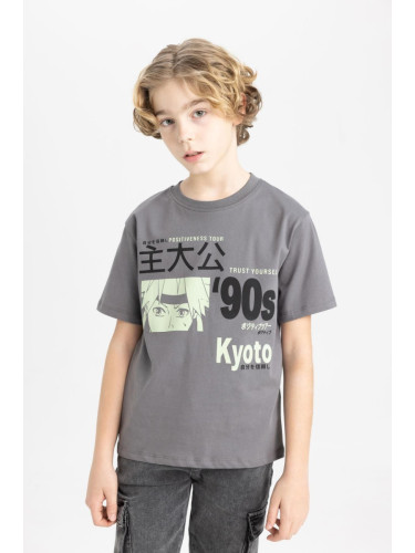 DEFACTO Boys' Crew Neck Printed Short Sleeve T-Shirt