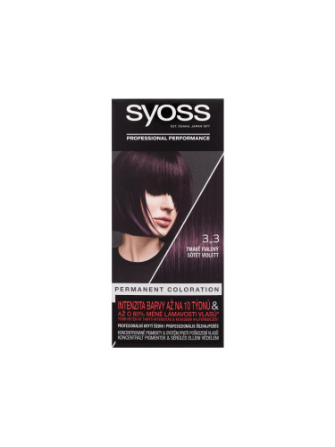 Syoss Permanent Coloration Боя за коса за жени 50 ml Нюанс 3-3 Dark Violet увредена кутия