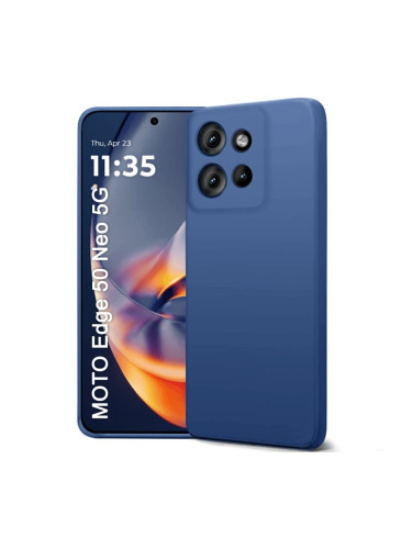 Силиконов кейс iPaky матиран, За Motorola Edge 50 Neo, Тъмносин