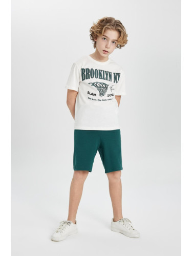 DEFACTO Boy's Printed Short Sleeve T-Shirt Shorts 2-Piece Set