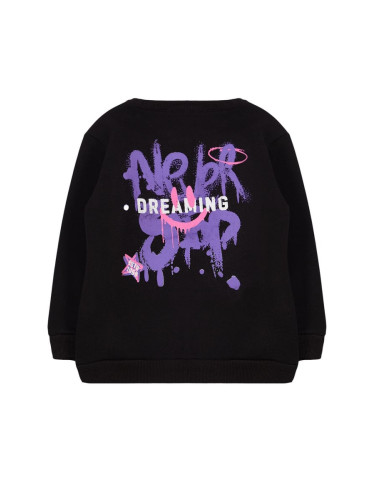 Trendyol Black Boy's Back Printed Crew Neck Cotton Knitted Sweatshirt