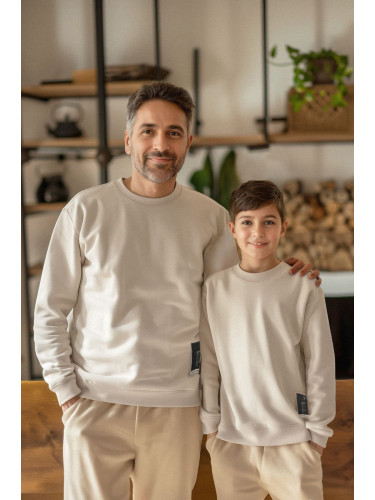 Trendyol Beige*004 Boy Father-Son Printed Knitted Mini Me Sweatshirt