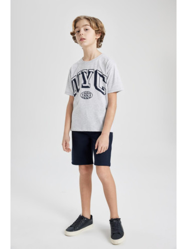 DEFACTO Boy's Printed Short Sleeve T-shirt Shorts 2-Piece Set