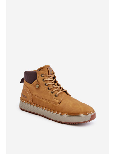 Lace-up men's ankle boots Big Star Hi-Poly System Camel