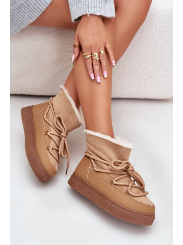 FI1 Дамски Снежни Обувки На Платформа С Уютна Вата Camel Aziara