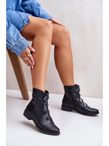 Insulated women's ankle boots with zip black Evalith