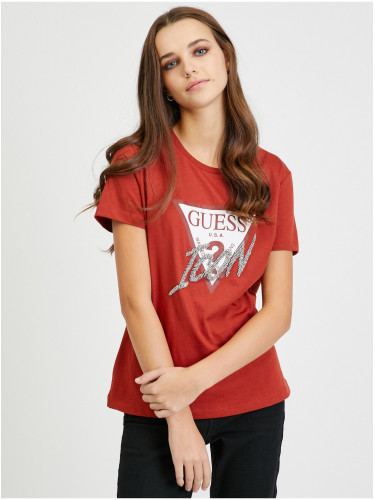 Red Women's T-Shirt Guess - Women