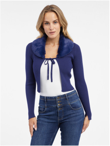 Orsay Blue women's cardigan with faux fur - Women