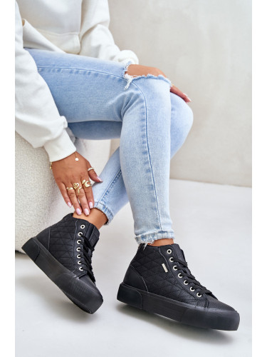 Insulated women's sneakers with Big Star stitching black