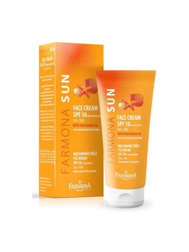 Слънцезащитен Крем за Лице с висока защита SPF 50 UVA/UVB Farmona Sun with Macadamia Oil Outlet