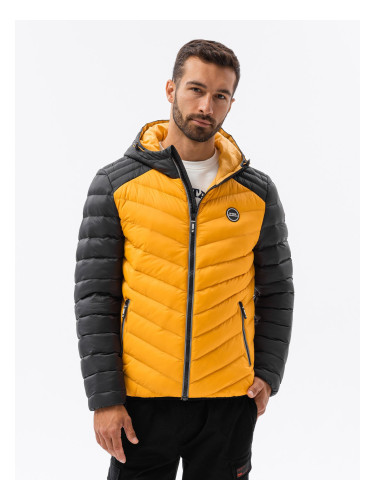 Ombre Men's quilted sports jacket - mustard