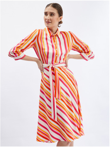 Orsay Red-Orange Women's Striped Shirt Dress - Women's