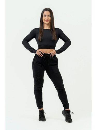 Dámský top Nebbia Intense Women's Long Sleeve Crop Top Perform 839 Black XS