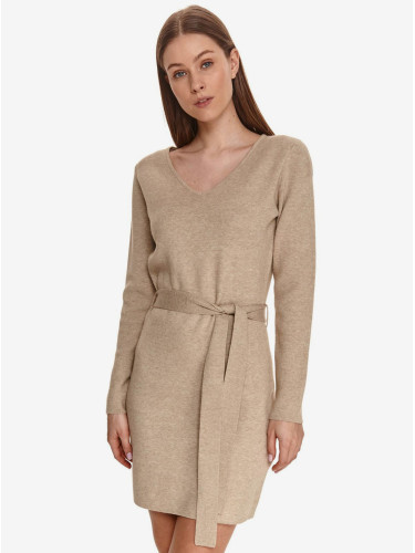 Beige women's dress with waist tie TOP SECRET - Women's
