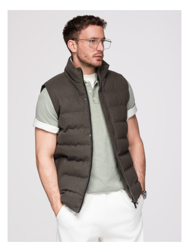 Ombre Men's quilted wool sleeveless jacket - olive melange
