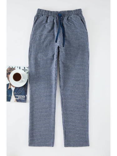 Trendyol Blue Plaid Regular Fit Woven Unisex Pajama Bottom Tracksuit