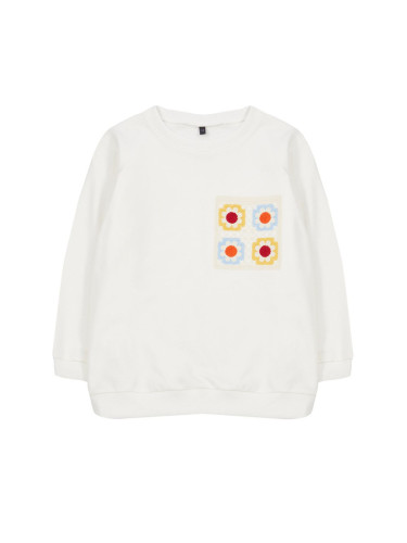 Trendyol Ecru*002 Girl Seasonal-Thin Floral Cotton Knitted Sweatshirt