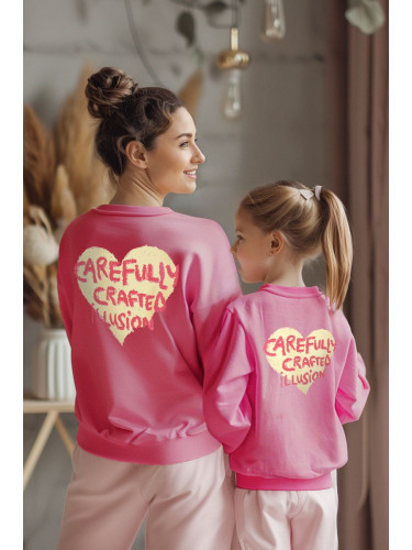 Trendyol Pink Girl Mother-Daughter Back Printed Knitted Mini Me Sweatshirt