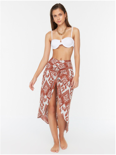 Trendyol White and Brick Patterned Beach Skirt - Women