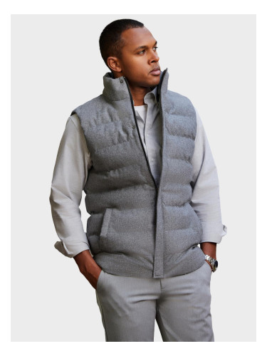 Ombre Men's quilted wool sleeveless jacket - grey melange
