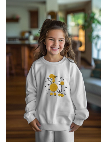 Trendyol Ecru*001 Girl Printed Crew Neck Cotton Knitted Sweatshirt