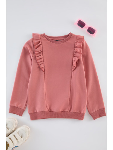 Trendyol Dusty Rose Girl Plain Knitted Sweatshirt