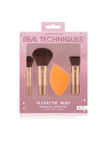 Real Techniques Sleigh The Night Mini Brush + Sponge Set комплект четки