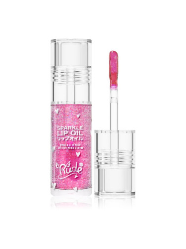 Rude Cosmetics Manga Collection Sparkle Lip Oil тониращо олио за устни с хидратиращ ефект цвят Strawberry 4 гр.