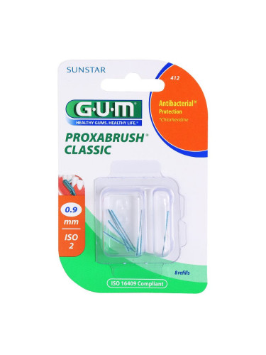 G.U.M Proxabrush Classic резервни четки за междузъбно пространство в блистер 8 бр. 0,9 mm (Interdental Brush) 8 бр.