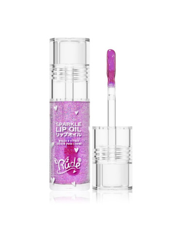 Rude Cosmetics Manga Collection Sparkle Lip Oil тониращо олио за устни с хидратиращ ефект цвят Grape 4 гр.