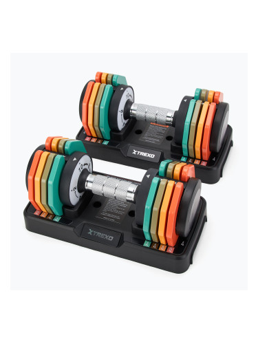 Комплект регулируеми дъмбели TREXO 2 x 10 kg multicolor