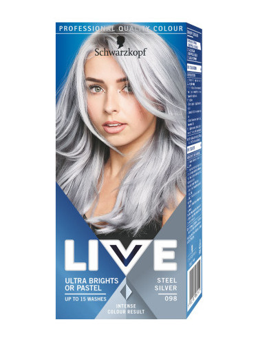 Schwarzkopf боя за коса - Live Ultra Brights Or Pastel - 98 Steel Silver