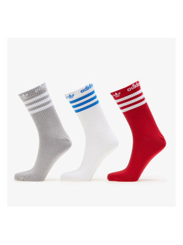 adidas Adicolor Crew Socks 3-Pack Mgh Solid Grey/ White/ Better Scarlet M