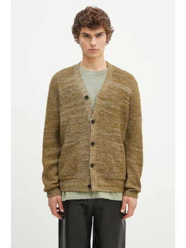 Вълнена жилетка Norse Projects Loki Wool Cotton Rib Cardigan в зелено N45.0618.8096