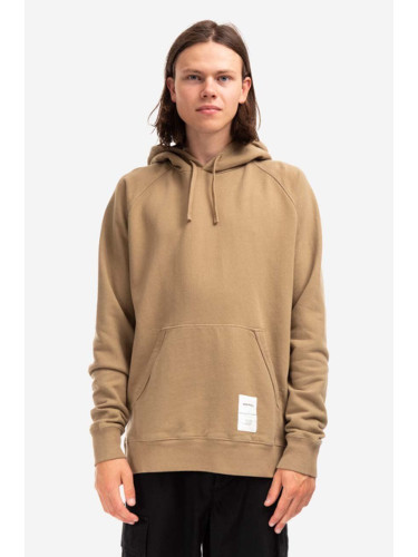 Памучен суичър Norse Projects Kristian Tab Series Hood N20-1294 0966 в кафяво с качулка с изчистен дизайн