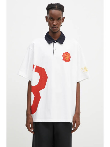 Памучна тениска с яка Billionaire Boys Club College Polo Shirt в бяло с принт B24355