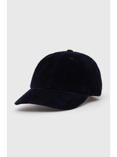 Памучна шапка с козирка Norse Projects Wide Wale Corduroy Sports Cap в тъмносиньо с изчистен дизайн N80.0131.7004