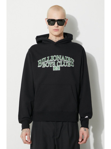 Памучен суичър Billionaire Boys Club Scholar Popover в черно с качулка с принт B23434