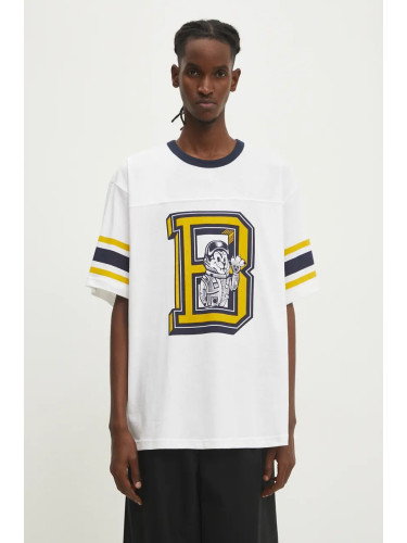 Памучна тениска Billionaire Boys Club College Sport Top в бяло с десен B24353