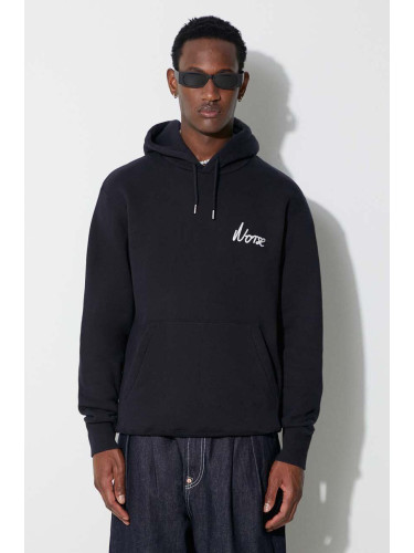 Памучен суичър Norse Projects Arne Relaxed Organic Chain Stitch Logo Hoodie в тъмносиньо с качулка с апликация N20.1358.7004