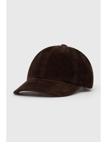 Джинсова шапка с козирка Norse Projects Wide Wale Corduroy Sports Cap в кафяво с изчистен дизайн N80.0131.2022